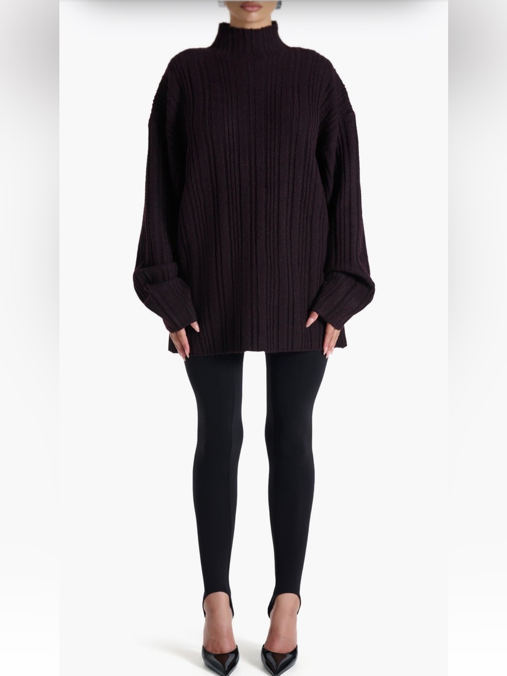 Naked Wardrobe Funnel Neck Sweater XL Black Oversized Knit NWOT - Picture 6 of 10